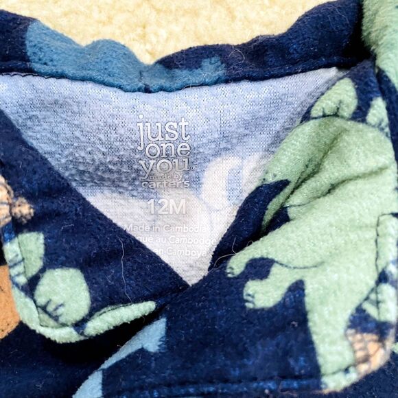 Carter's Just One You Baby Boy's Dinosaur Flannel Pajama Set Size 12m - Picture 8 of 10